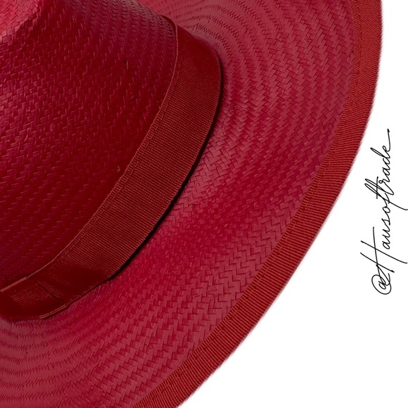 MAXMARA Weekend Rolle Red Straw Ribbon Hat - Picture 11 of 16